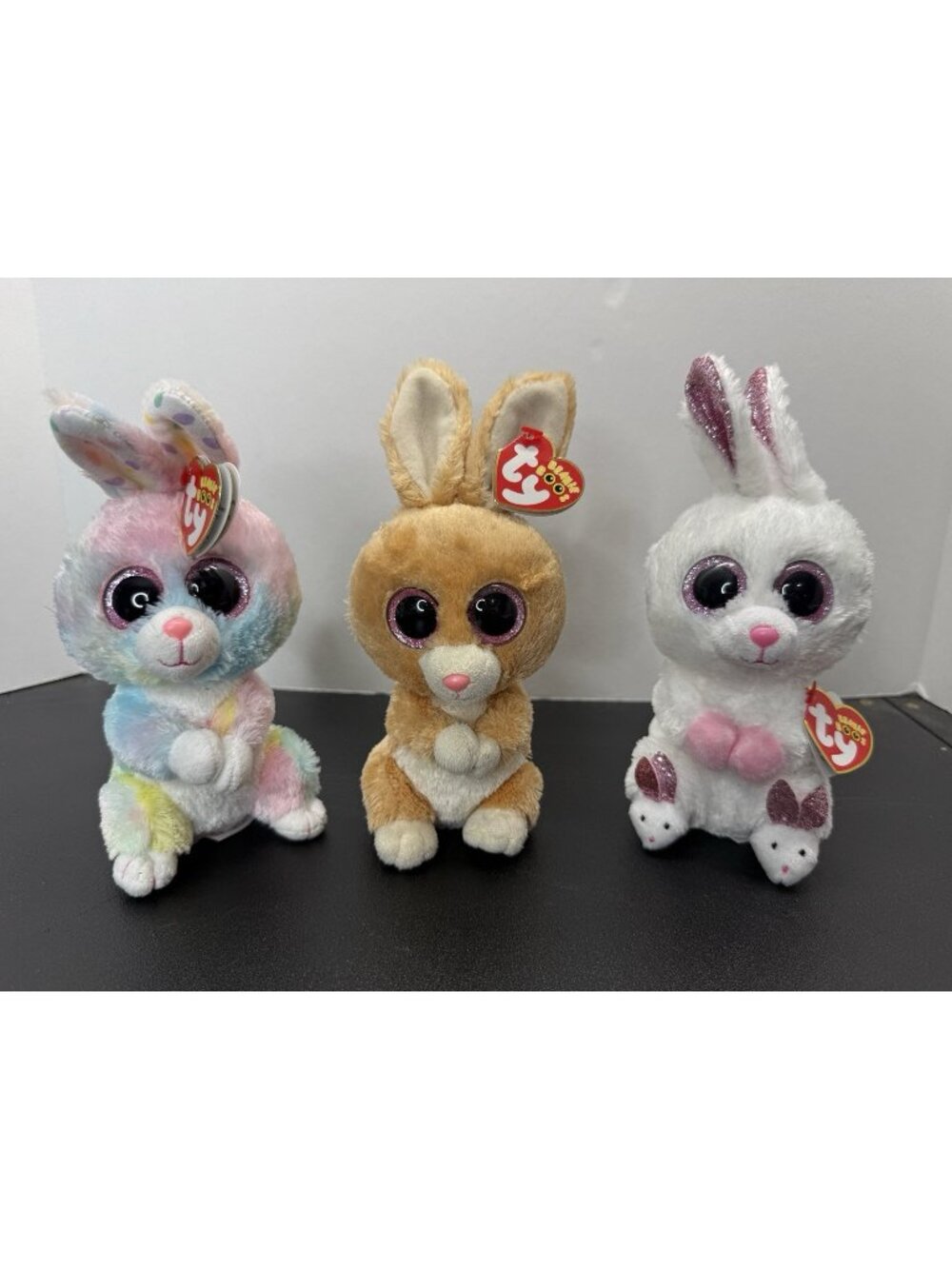 3 Ty Beanie Boos Carrots Bubbly Slippers Easter Bunny Rabbit 6" Plush With Tags